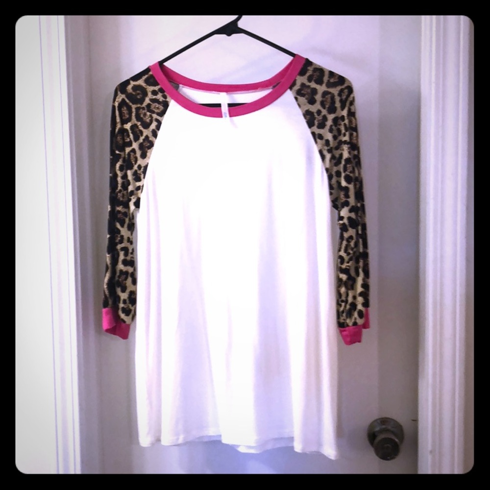 Leopard & punk raglan baseball style shirt